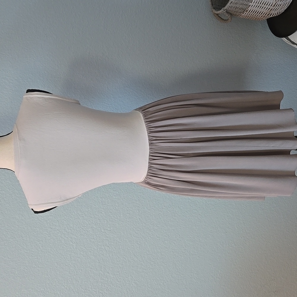 REBECCA TAYLOR Silk Pleated W/ Viscose Blend Top V Neck Midi Dress Gray Sz Small - Picture 8 of 13